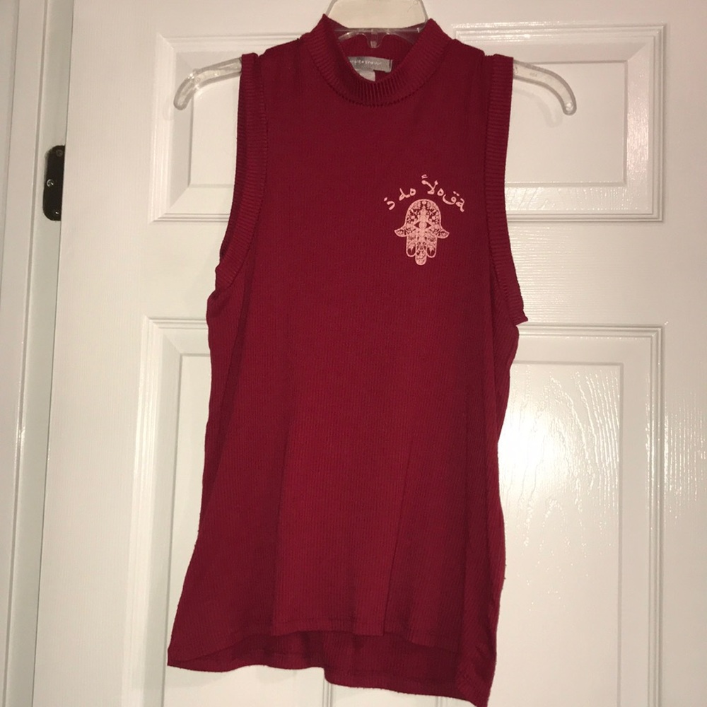 Burgundy mock neck tank